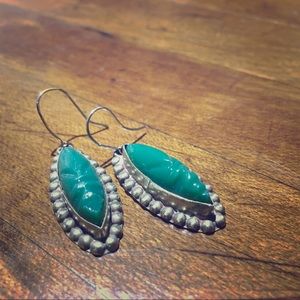 Turquoise and silver dangling earrings